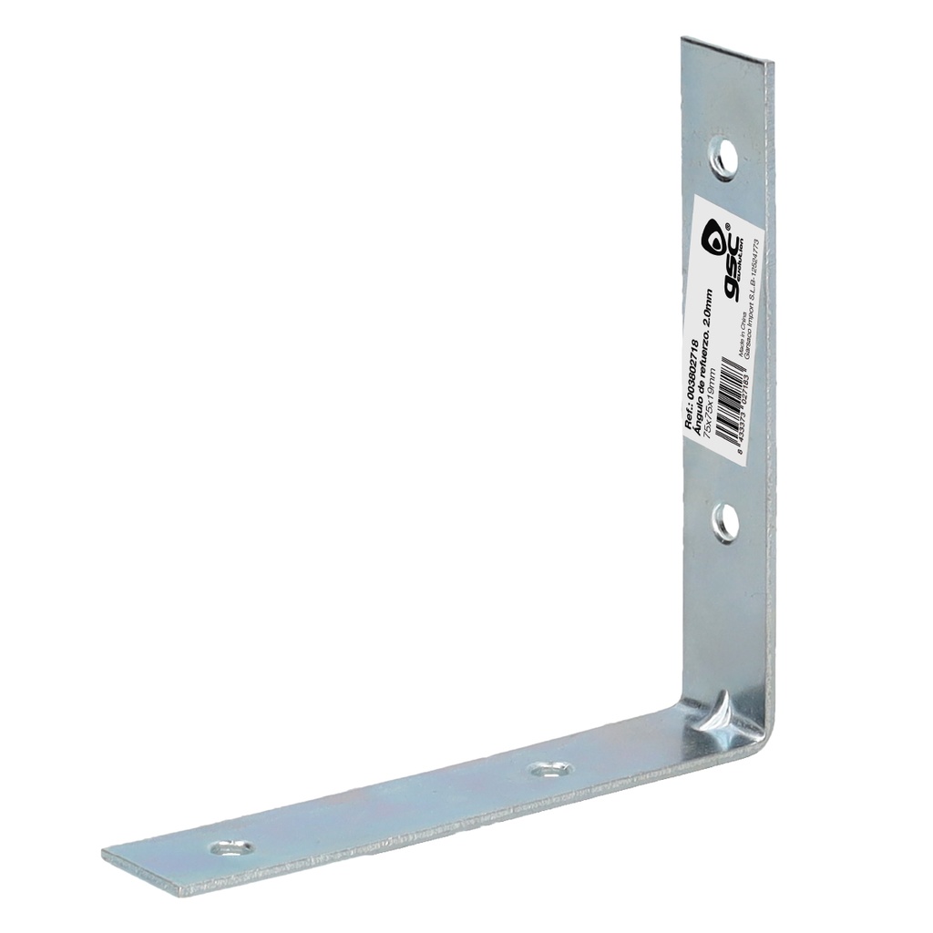 Angulo recto de refuerzo 80x80x18mm zincado