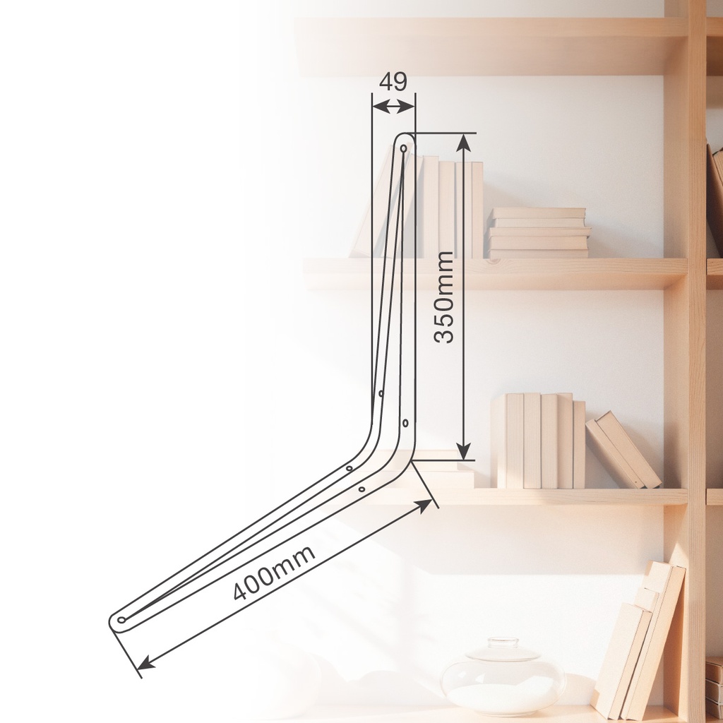 Palomilla metálica en escuadra 350x400mm blanca