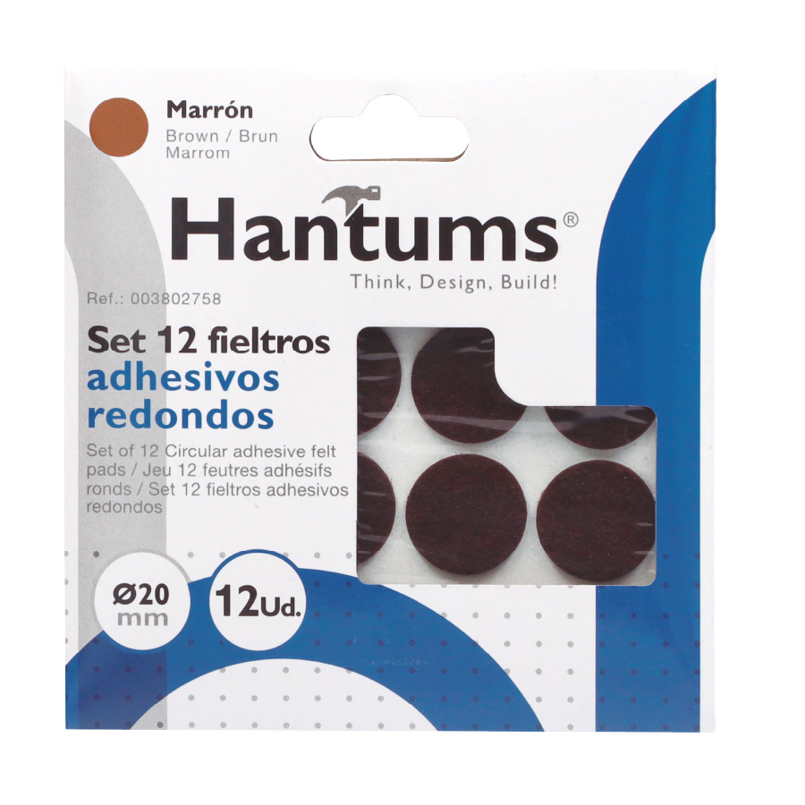 Set 12 fieltros adhesivos redondos Ø20mm - Marron