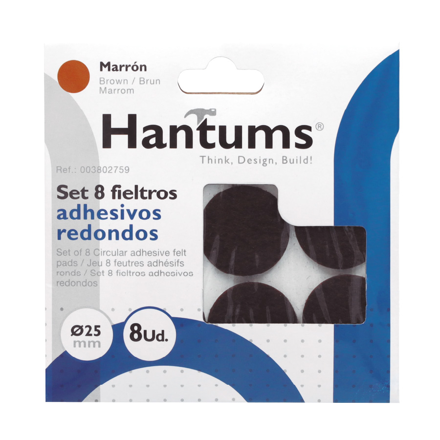 Set 8 fieltros adhesivos redondos Ø25mm - Marron