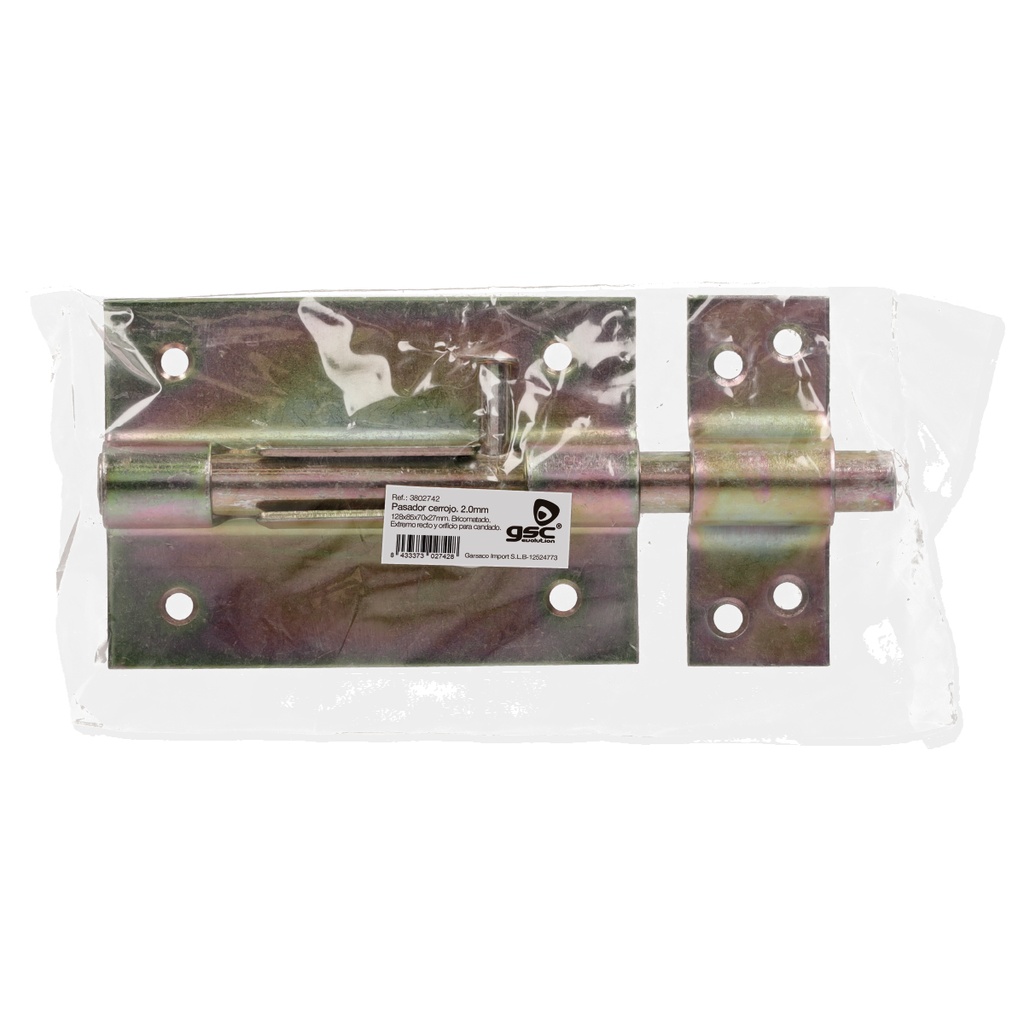 Pasador cerrojo orificio candado 85mm bicromatado