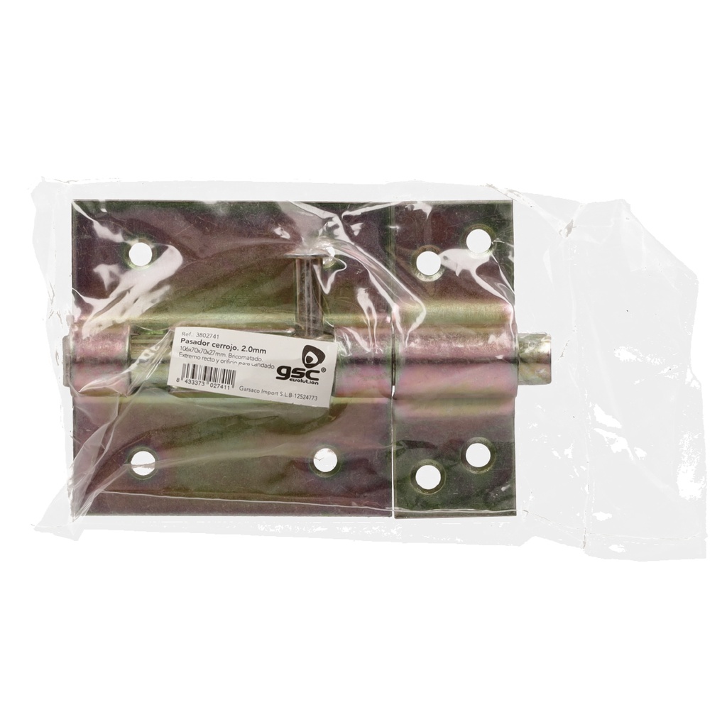 Pasador cerrojo orificio candado 70mm bicromatado