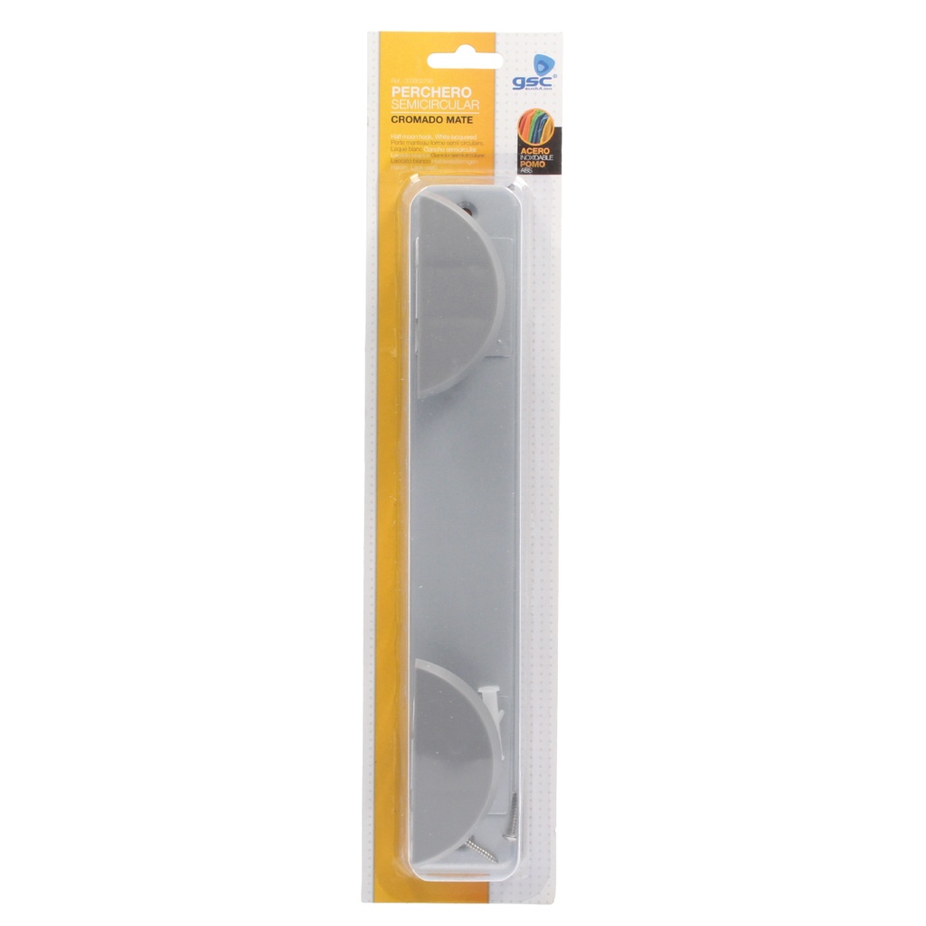 Percha acero inox.+ doble pomo abs cromado 280x50mm