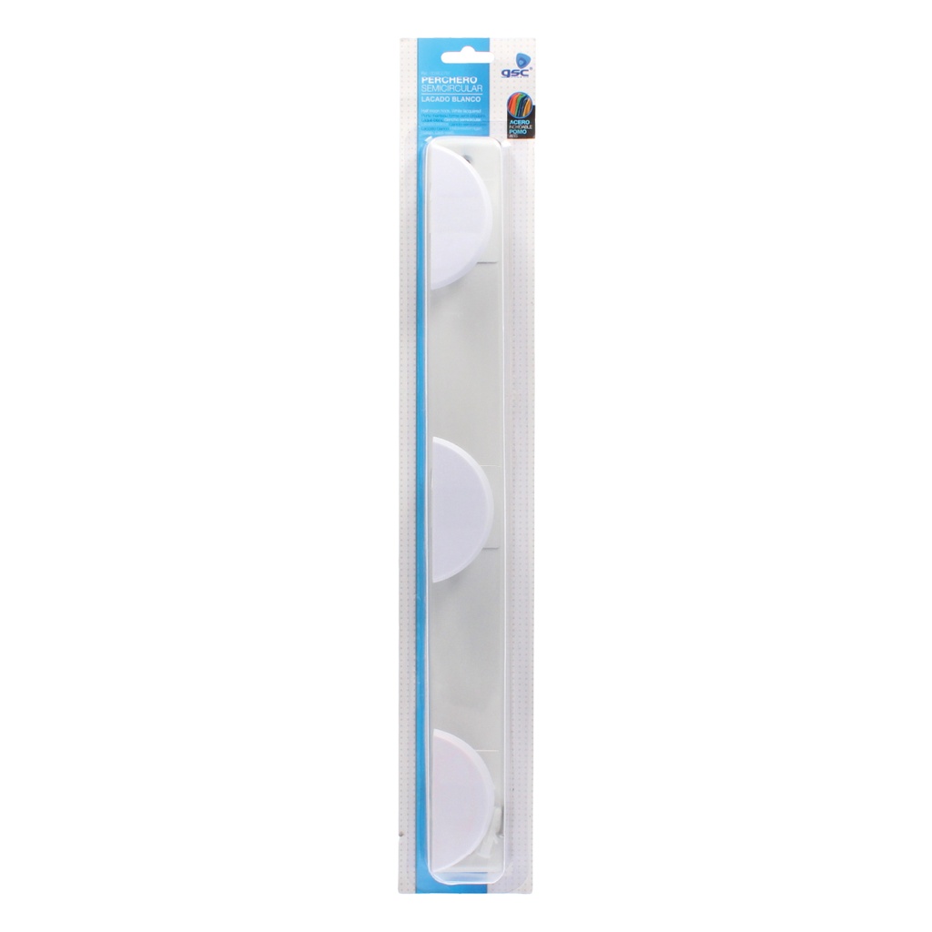 Percha acero inox.+triple pomo abs blanco 420x50mm