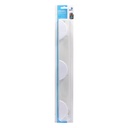 Percha acero inox.+triple pomo abs blanco 420x50mm