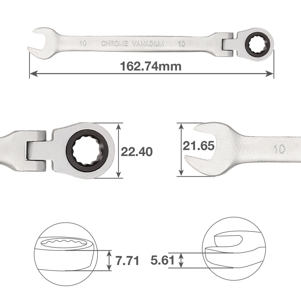 Llave combinada con carraca CR-V 10mm
