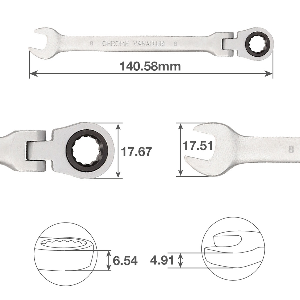 Llave combinada con carraca CR-V 8mm