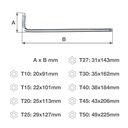Set 9 llaves torx de T10 a T50