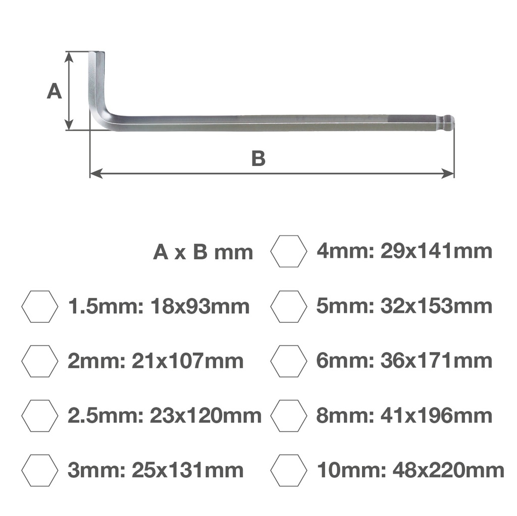 Set 9 llaves allen de 1,5 a 10mm
