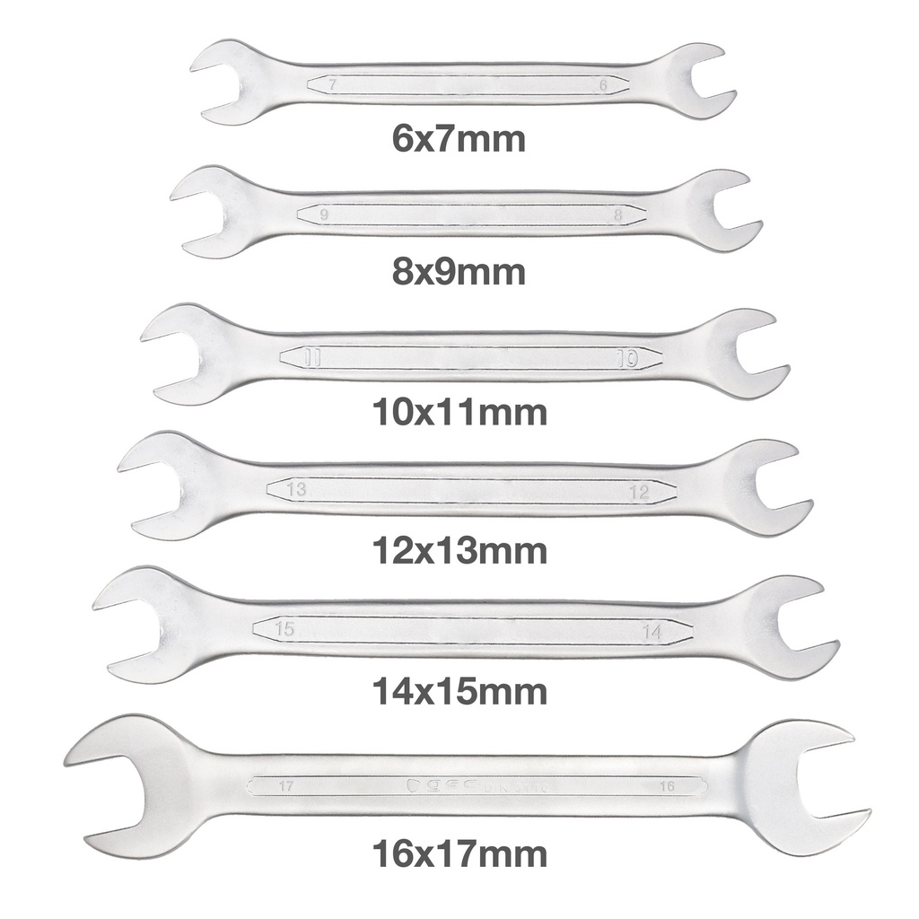 Set 6 llaves inglesas fijas de 6 a 17mm