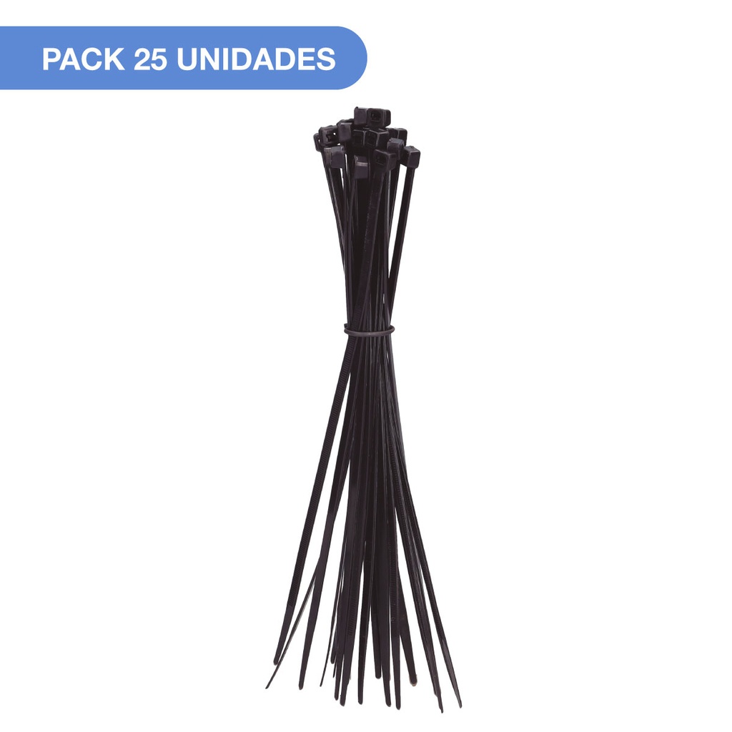 Bolsa 25u bridas 100% nylon 250x4.8mm Negro