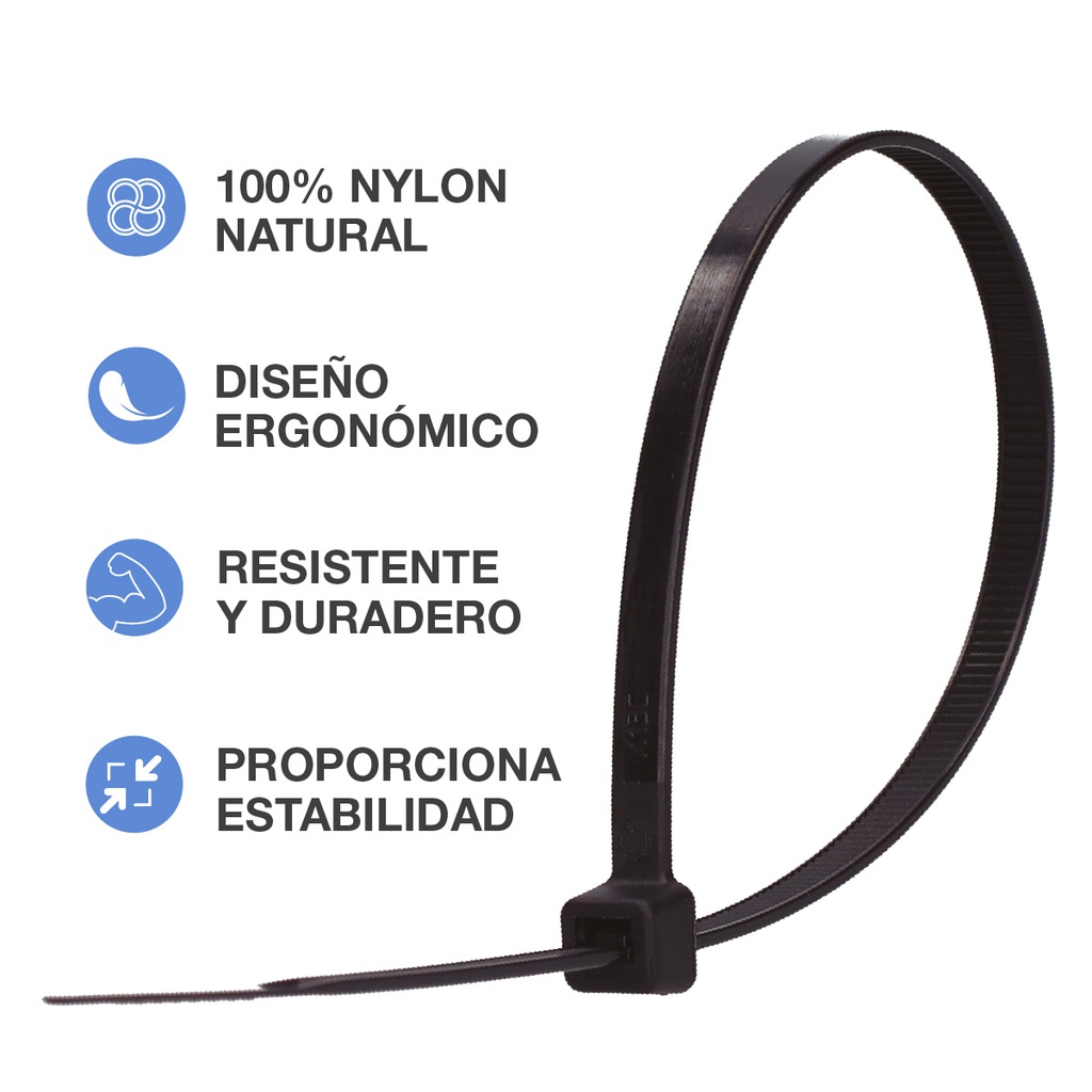Bolsa 25u bridas 100% nylon 250x4.8mm Negro