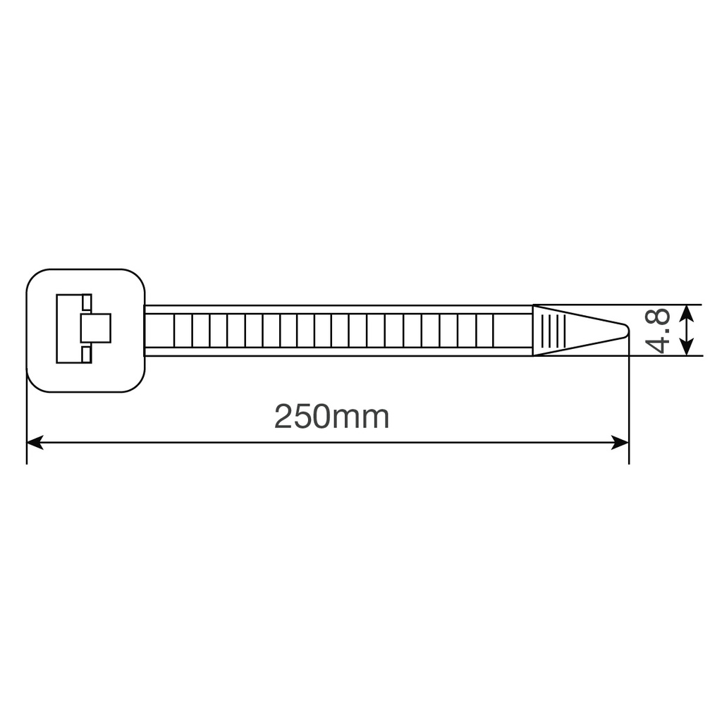 Bolsa 25u bridas 100% nylon 250x4.8mm Negro