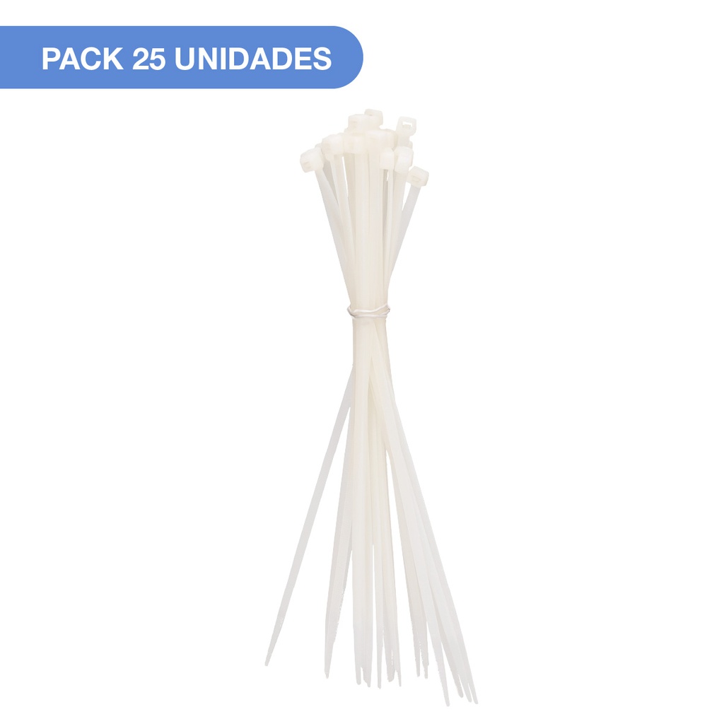 Bolsa 25u bridas 100% nylon 250x4.8mm Natural