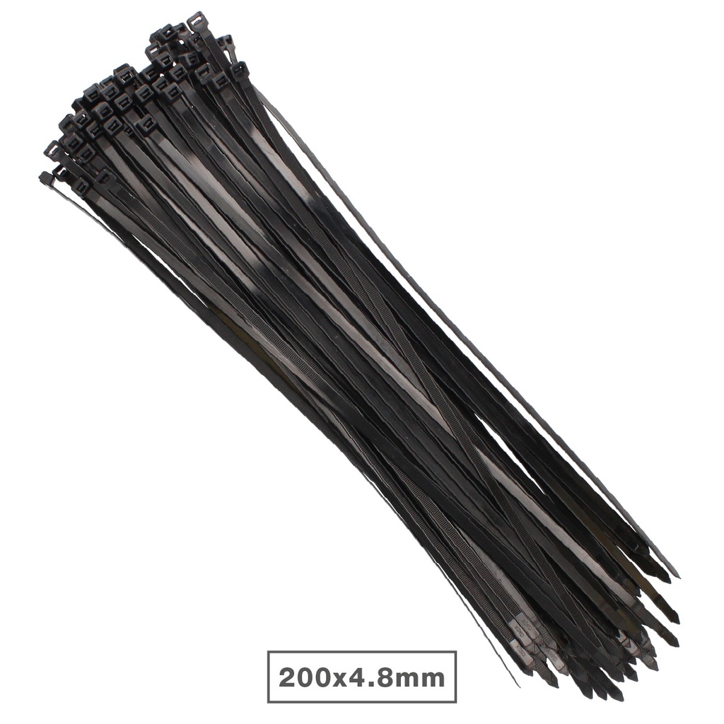 Bolsa 100u bridas 100% nylon 200x4.8mm Negro