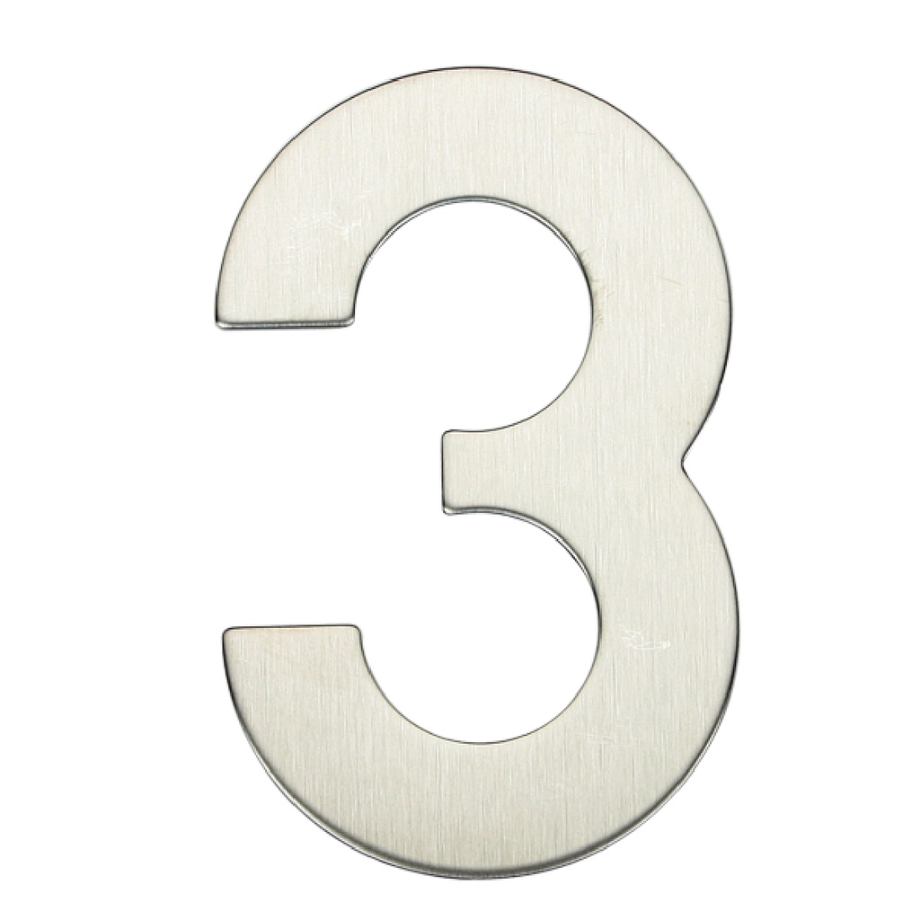Número puerta 3 acero inoxidable con adhesivo
