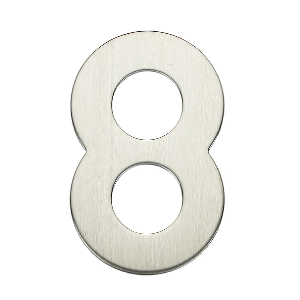 Número puerta 8 acero inoxidable con adhesivo
