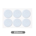 Set 6 fieltros adhesivos redondos Ø30mm - Blanco