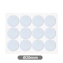 Conjunto 12 feltros adesivos quadrados Ø 20 mm – Branco