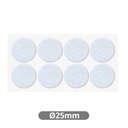 Set 8 fieltros adhesivos redondos Ø25mm - Blanco