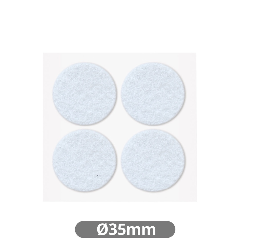 Set 4 fieltros adhesivos redondos Ø35mm - Blanco