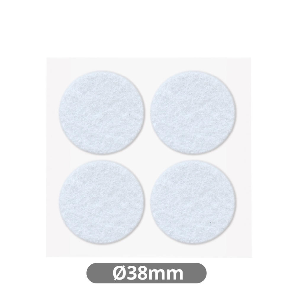 Set 4 fieltros adhesivos redondos Ø38mm - Blanco