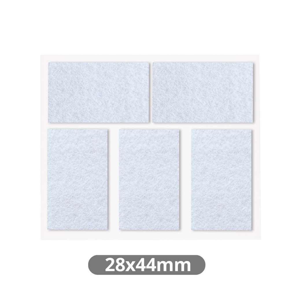 Set 5 fieltros adhesivos cuadrados 28x44mm - Blanco