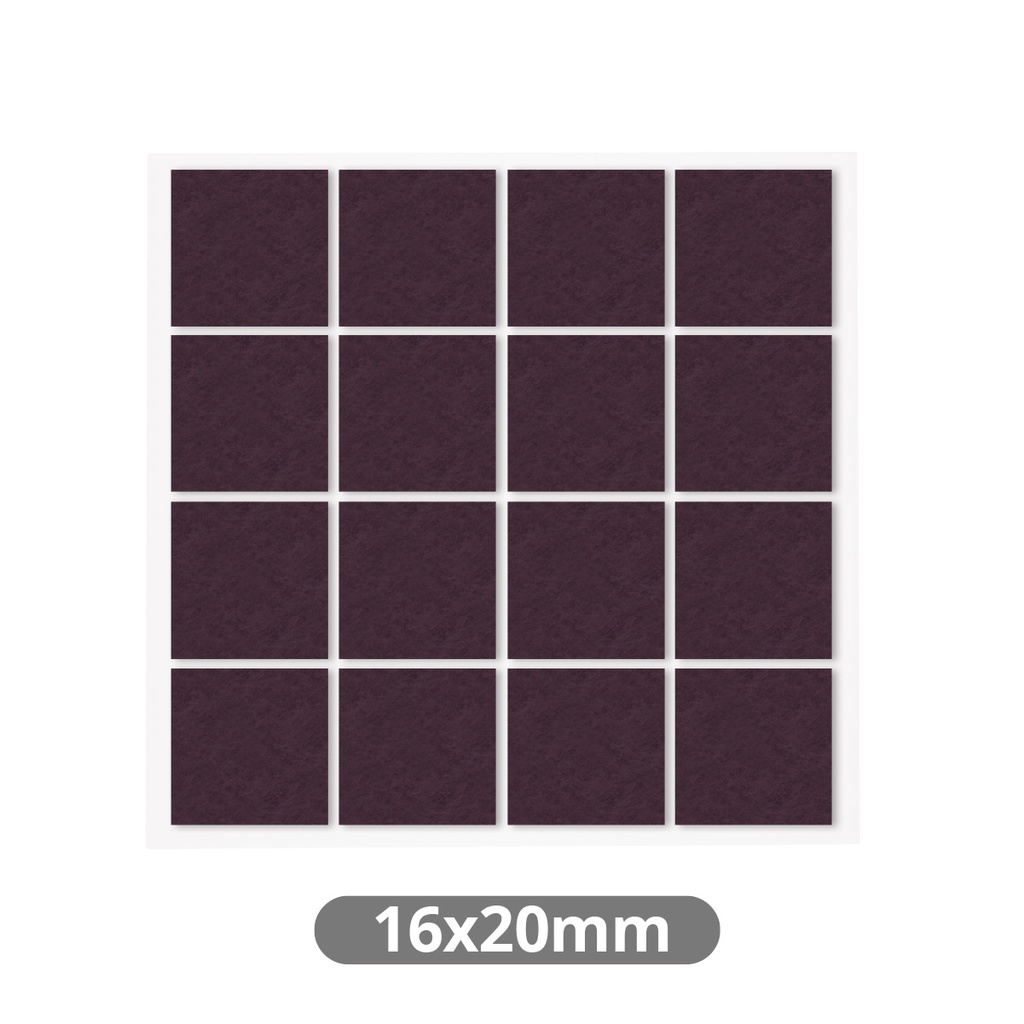 Set 16 fieltros adhesivos cuadrados 16x20mm - Marron