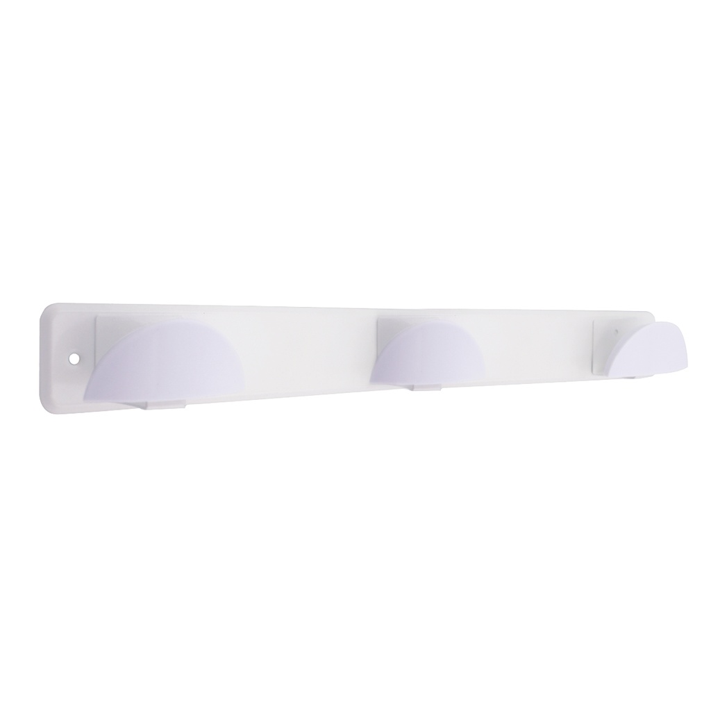 Percha acero inox.+triple pomo abs blanco 420x50mm
