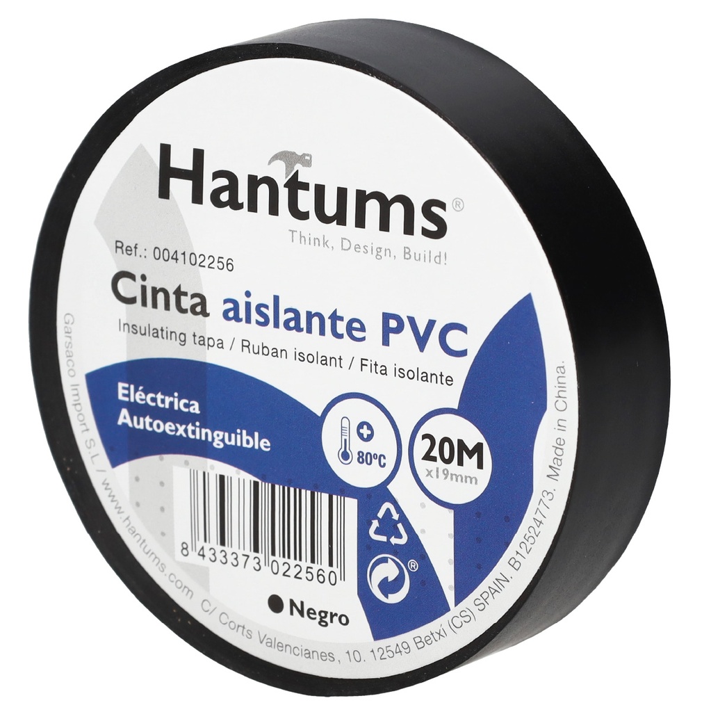 Cinta aislante eléctrica PVC 20M Negro - 10u retráctil
