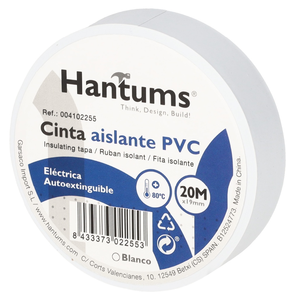 Cinta aislante eléctrica PVC 20M Blanco - 10u retráctil