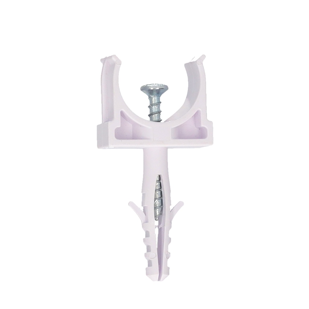Pack 100u fijadores de tubo con taco Ø20mm