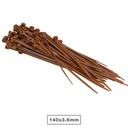 Bolsa 100u bridas 100% nylon 140x3.6mm Marrón