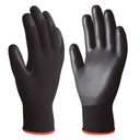 Guante poliéster y poliuretano Negro - Talla 6 