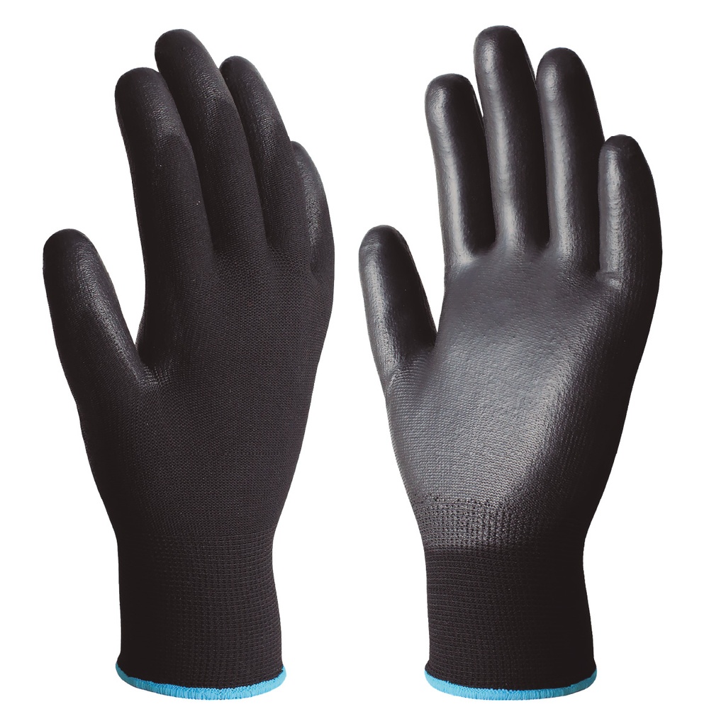 Guante poliéster y poliuretano Negro - Talla 8