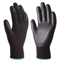 Guante poliéster y poliuretano Negro - Talla 8