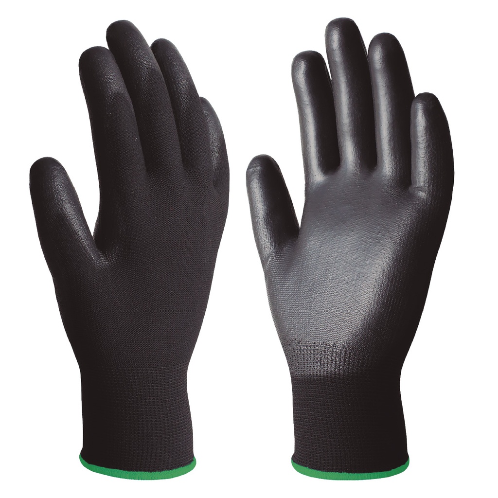 Guante poliéster y poliuretano Negro - Talla 9