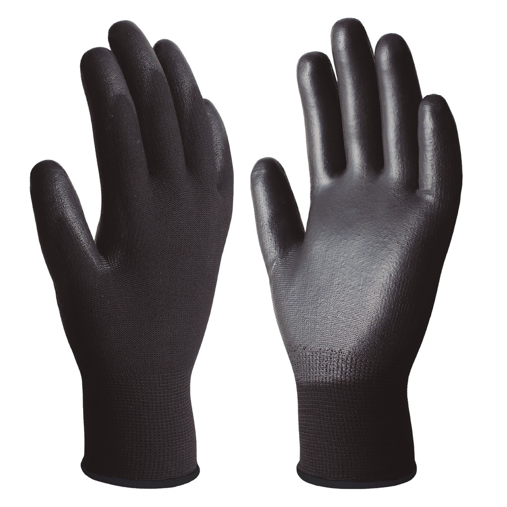 Guante poliéster y poliuretano Negro - Talla 10