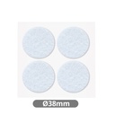 Set 4 fieltros adhesivos redondos Ø38mm - Blanco